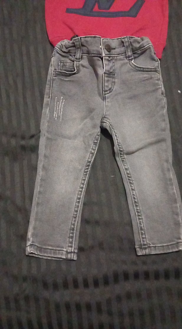 Gri Denim Bebek Erkek Takım Uzun Kollu - Görsel 2