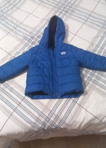 Erkek Çocuk Mavi Kapüşonlu Fermuarlı Mont - Görsel 2