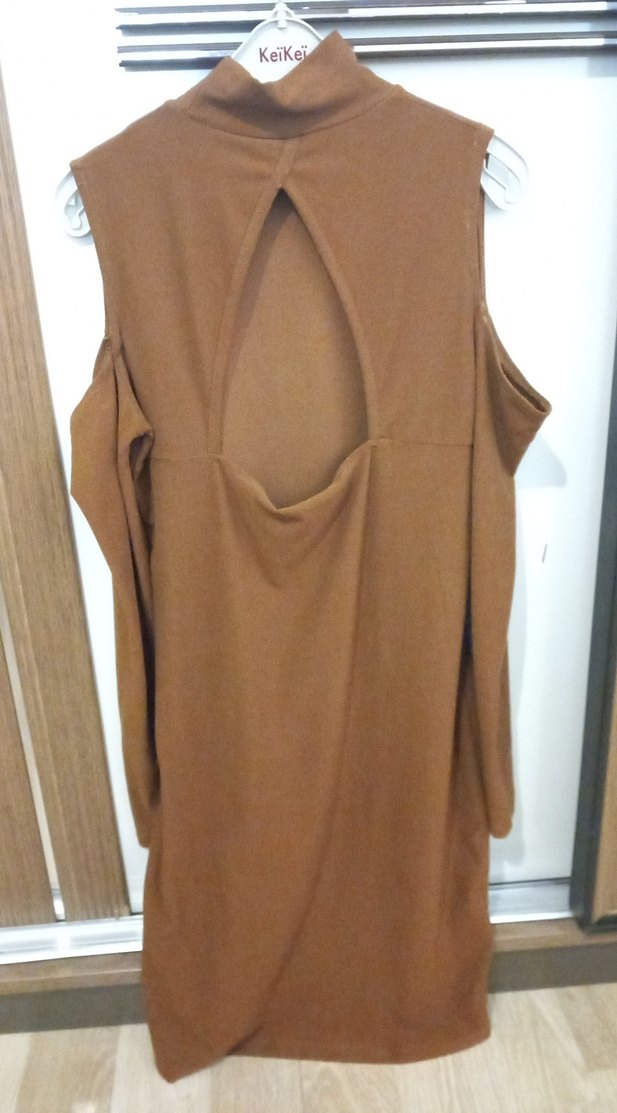 Kadın Kahverengi Midi Süet Triko Elbise - Görsel 3