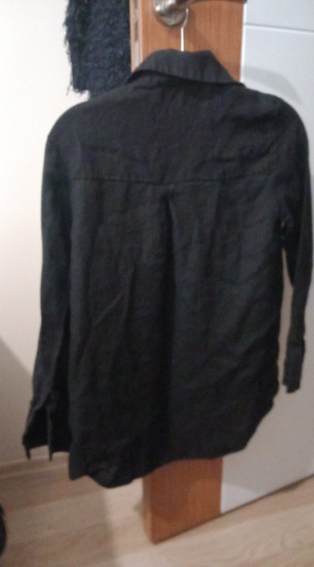 siyah keten gomlek - Görsel 2