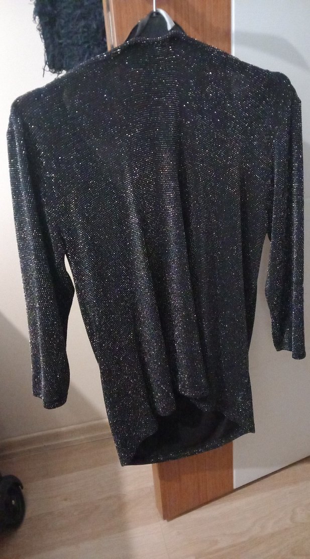 Siyah Drapeli Uzun Kollu Kadın Abiye Elbise - Görsel 2