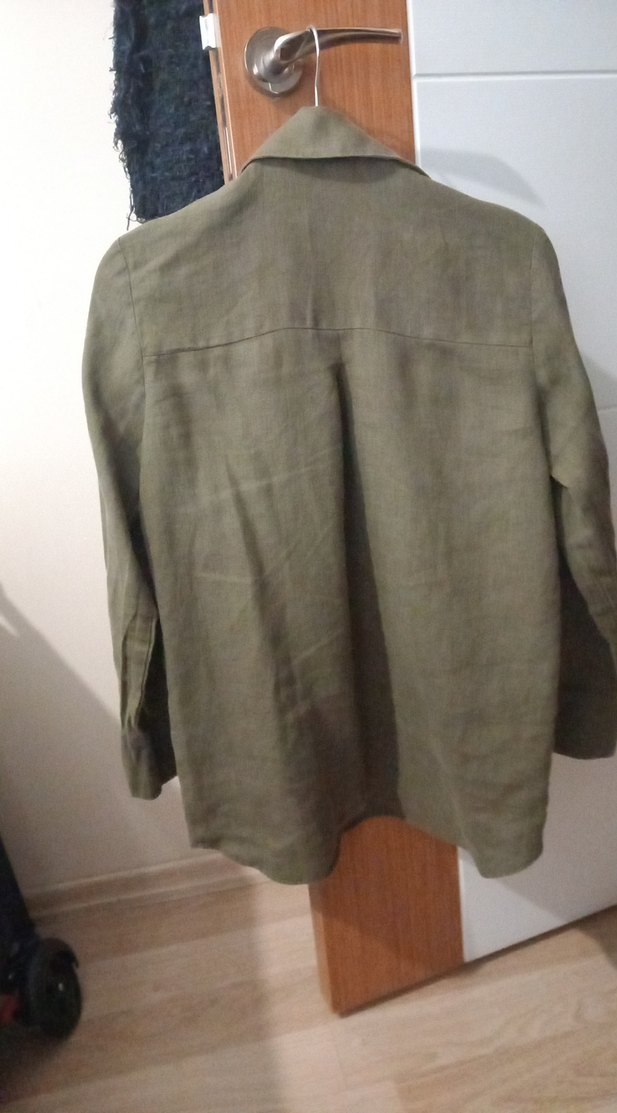 Düğmeli Kadın Keten Gömlek - Görsel 2