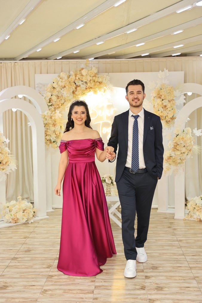 Burgundy Drapeli Mini Abiye Elbise - Görsel 3