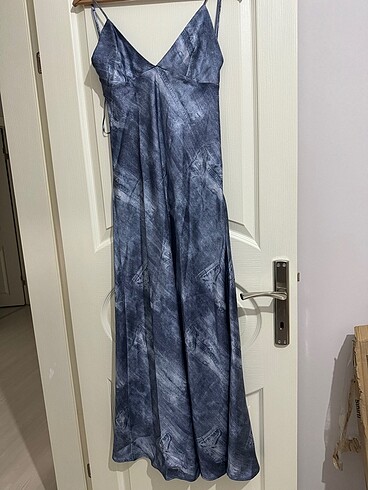 Zara Desenli Saten Slip Elbise