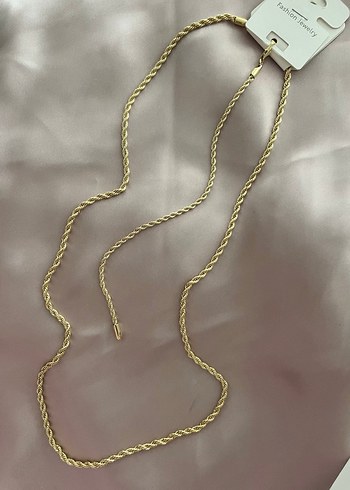 Altın Renk Burgu Model Uzun Kadın Çelik Kolye - Görsel 4