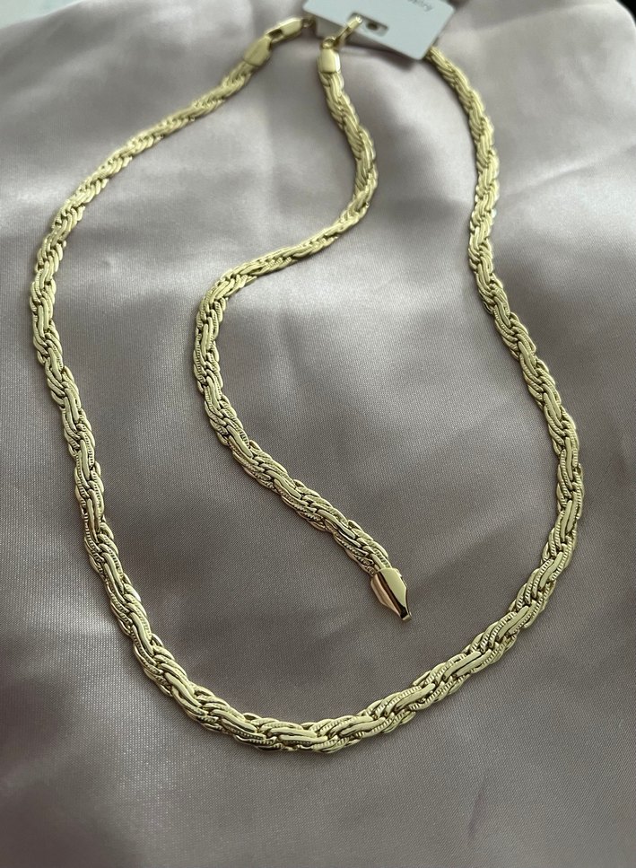 Altın Renkli Hasır Tarzı Kadın Çelik Kolye - Görsel 5