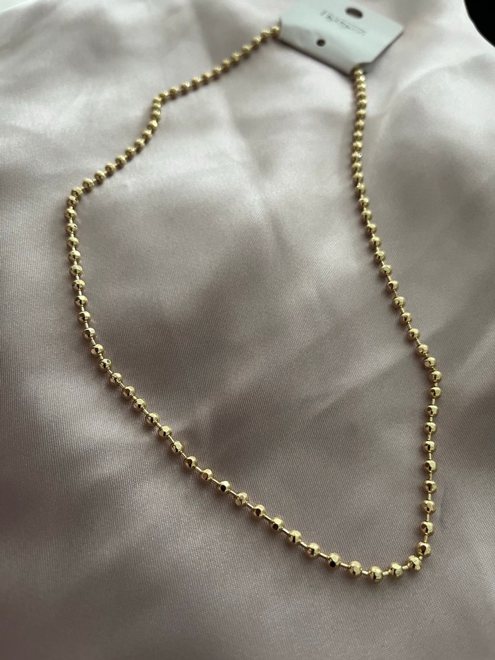 Altın Renkli Boncuklu Kolye - Görsel 2