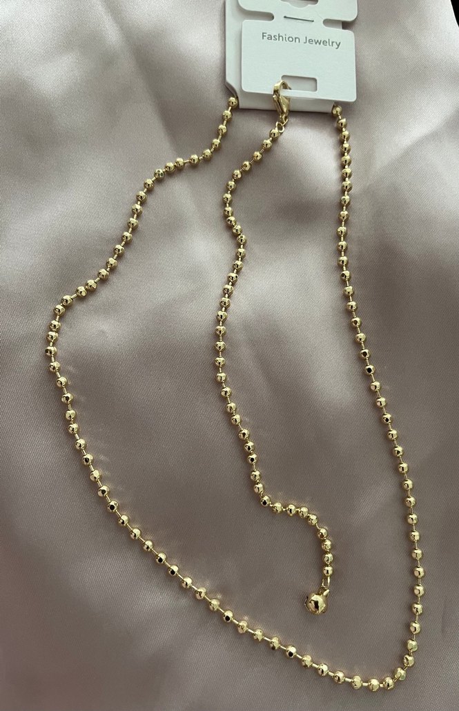 Altın Renkli Boncuklu Kolye - Görsel 3