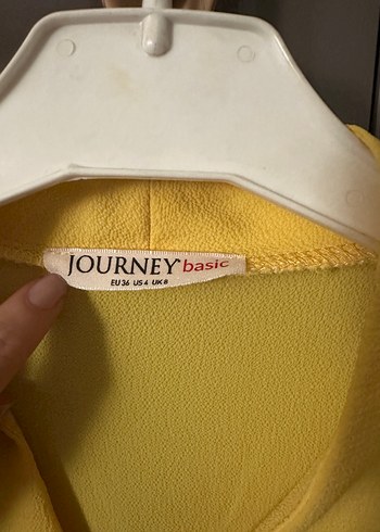 Journey Sarı V Yaka Kısa Kollu Salaş Bluz