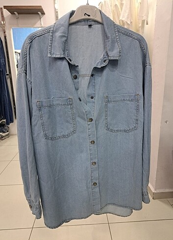 Uzun Kollu Açık Mavi Basic Denim Kot Gömlek Jean