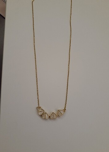 Diğer Mıknatıslı Yoncalı Çelik Kolye - Gold