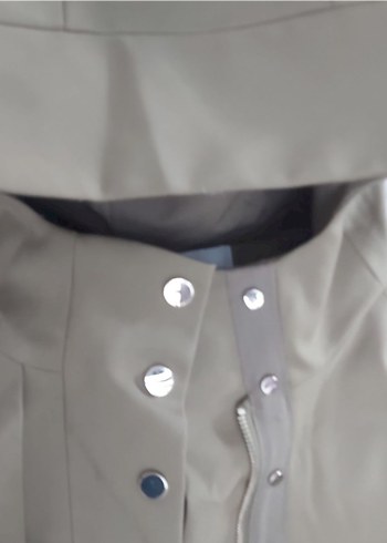 Düğmeli haki yeşil Midi Kadın Ceket - Görsel 7