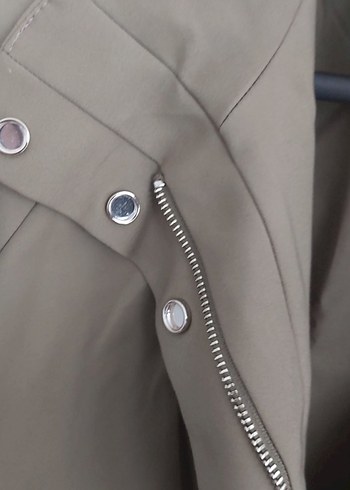 Düğmeli haki yeşil Midi Kadın Ceket - Görsel 4