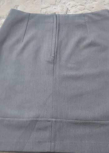 Düğmeli Gri Kadın Keten Etek Paulmark Marka - Görsel 4