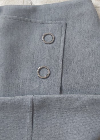 Düğmeli Gri Kadın Keten Etek Paulmark Marka - Görsel 2