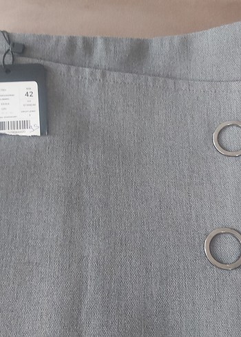 Düğmeli Gri Kadın Keten Etek Paulmark Marka - Görsel 7