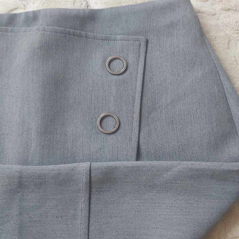 Düğmeli Gri Kadın Keten Etek Paulmark Marka - Görsel 2