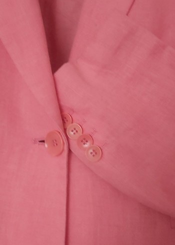 Pembe Düğmeli Kadın Ofis Blazeri - Görsel 7