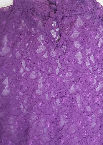 Mor Dantel Kolsuz elbise - Görsel 2