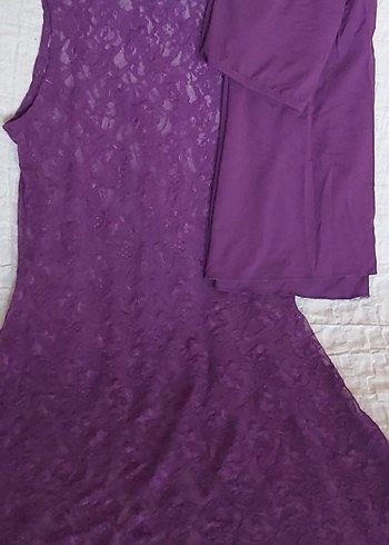 Mor Dantel Kolsuz elbise - Görsel 6