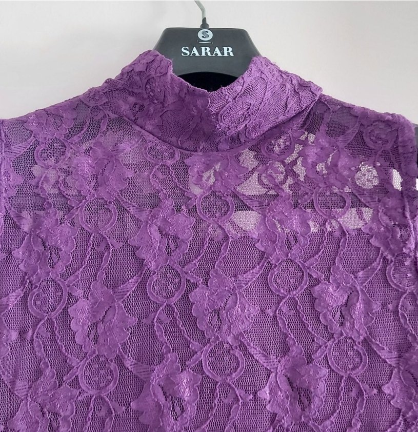 Mor Dantel  Kolsuz elbise - Görsel 5