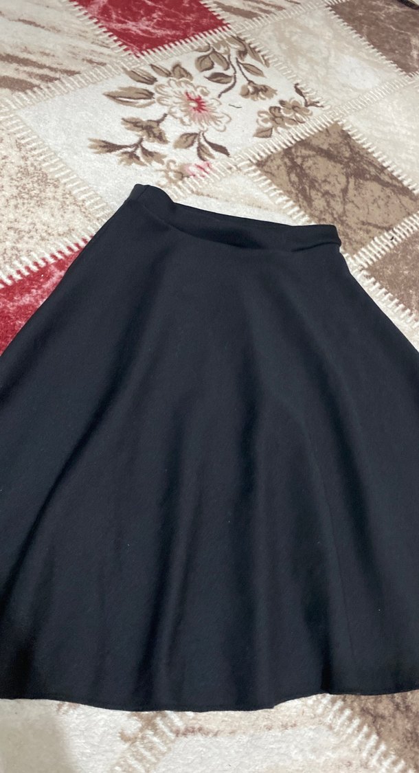 Siyah saten Detaylı Midi Hamile Etek - Görsel 3