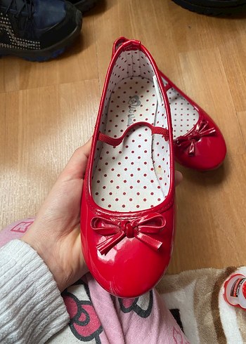 Kız Çocuk Kırmızı Fiyonklu Babet Ayakkabı - Görsel 2