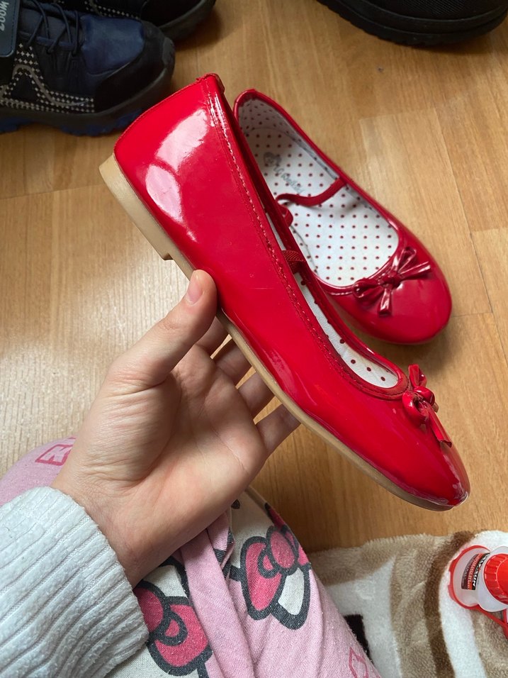Kız Çocuk Kırmızı Fiyonklu Babet Ayakkabı - Görsel 3