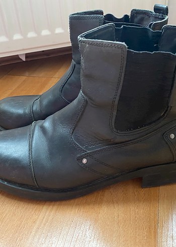 Siyah Deri Biker Botlar Tokalı - Görsel 3