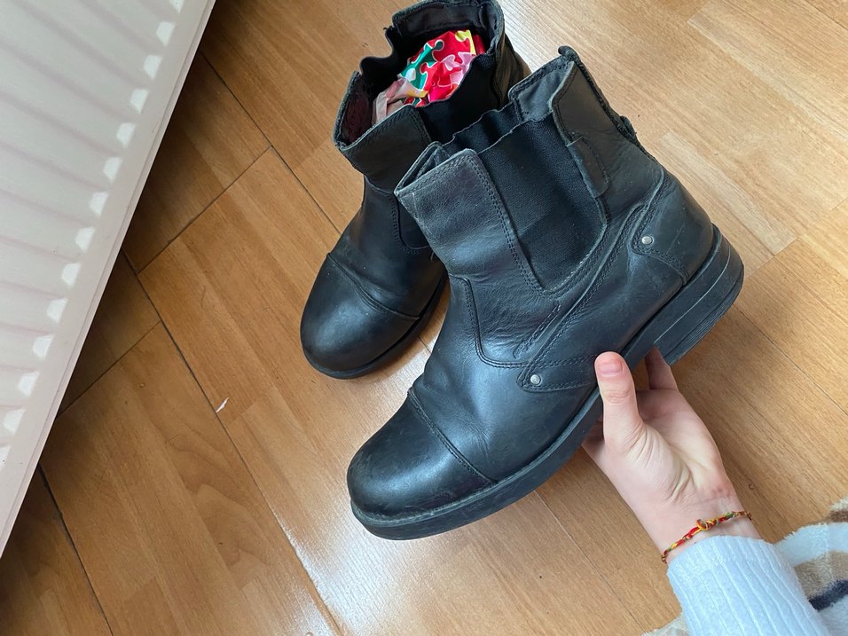 Siyah Deri Biker Botlar Tokalı - Görsel 2