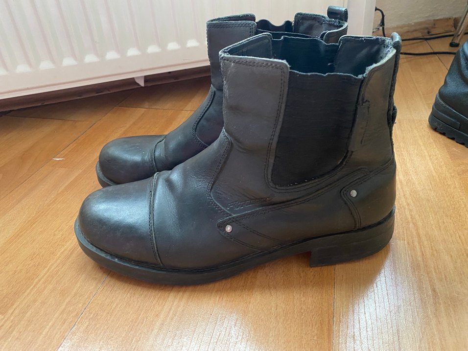 Siyah Deri Biker Botlar Tokalı - Görsel 3