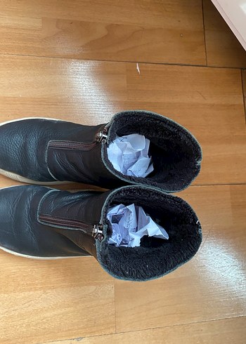 hakiki deri Siyah Fermuarlı Dolgu Topuklu Kadın Bot - Görsel 5