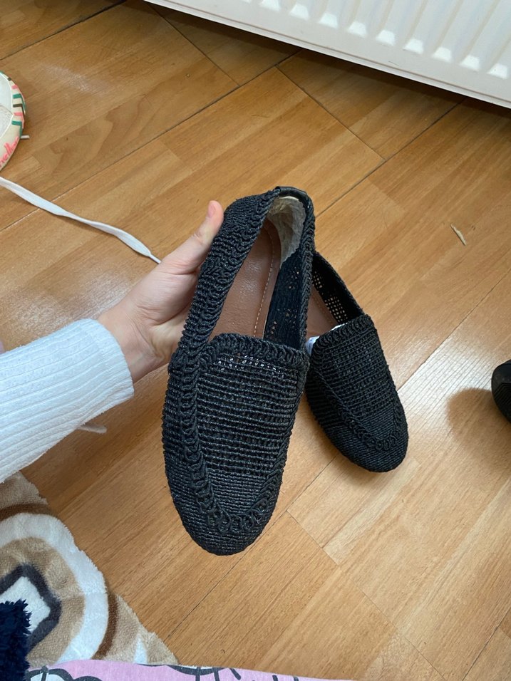 Siyah Örgü Topuklu Kadın Espadril - Görsel 2