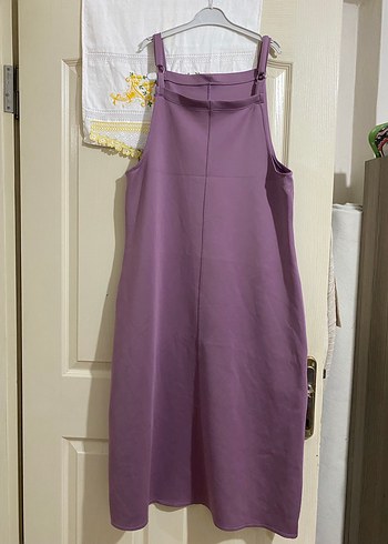 Mor Midi Askılı Salaş elbise - Görsel 2
