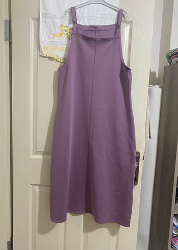 Mor Midi Askılı Salaş elbise - Görsel 3