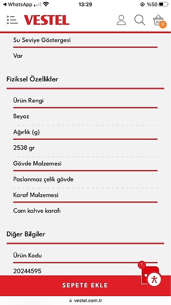 Beden Renk SIFIR FİLTRE KAHVE MAKİNESİ