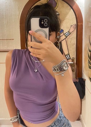 Lila Drapeli Bluz - Görsel 2