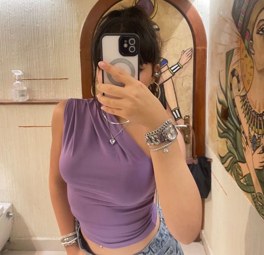 Lila Drapeli Bluz - Görsel 2