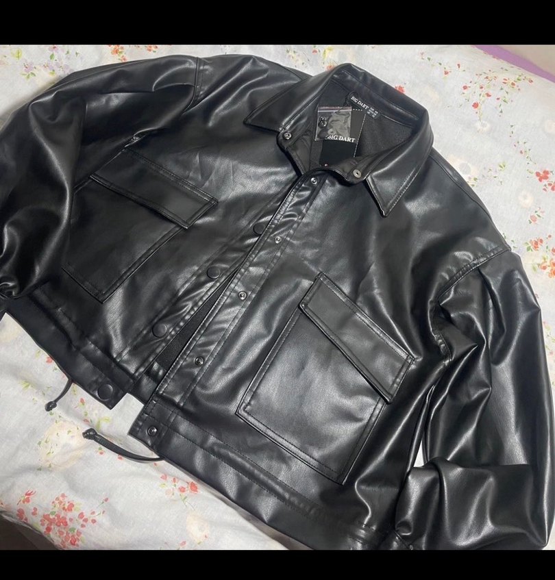 Düğmeli Siyah Deri Kadın Ceket - Görsel 3