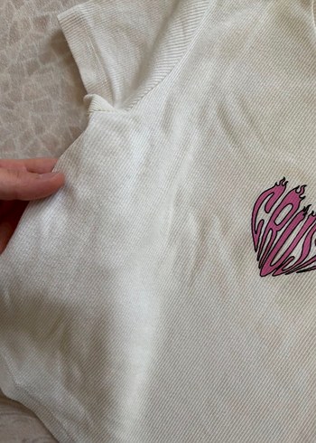 Beyaz Baskılı Kısa Crop Top - Görsel 8