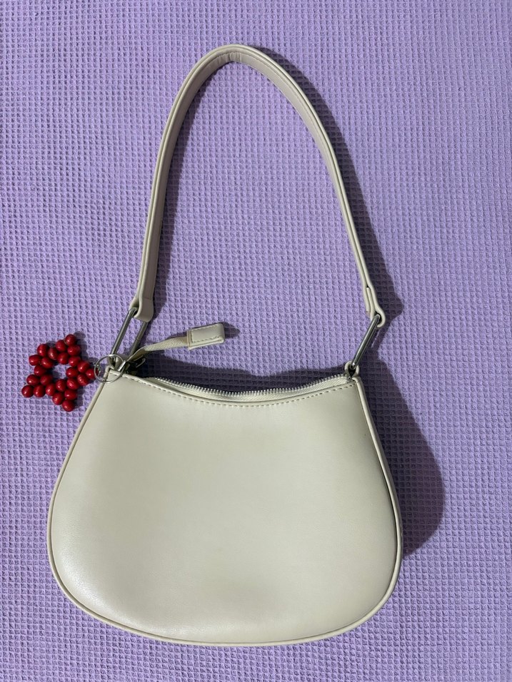 Beyaz Deri Boncuklu Kadın Çanta - Görsel 4