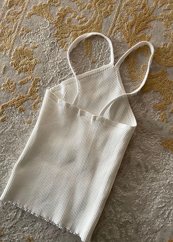 Beyaz İnce Askılı Triko Kadın Atlet - Görsel 2