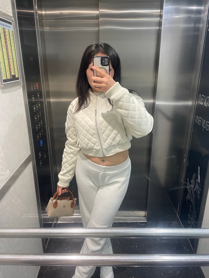 Beyaz Deri Bomber Kadın Ceket - Görsel 2