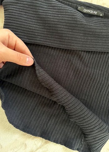 Siyah İnce Askılı Triko Mini Bluz - Görsel 5