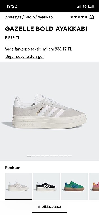 38 Beden gri Renk Adidas gazelle bold