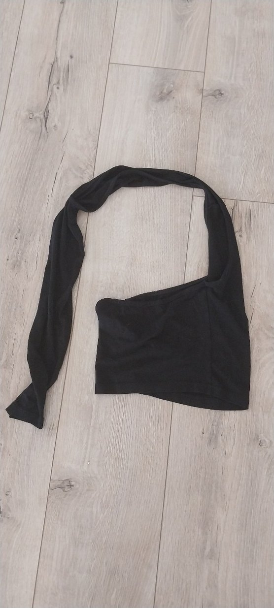 Tek Kollu Siyah  Mini Bluz - Görsel 2