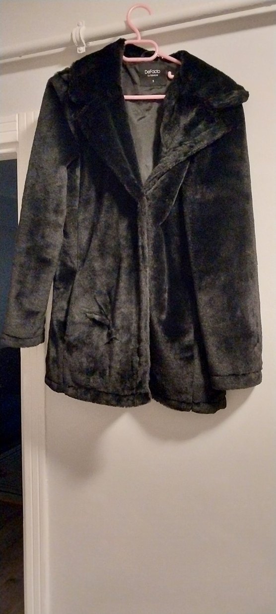 Defacto Siyah Kadın Suni Kürk manto - Görsel 4