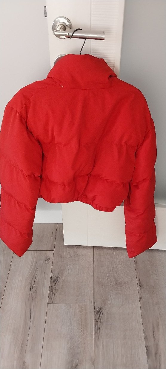 Kırmızı Mini Kısa Sıcak Kadın mont - Görsel 2