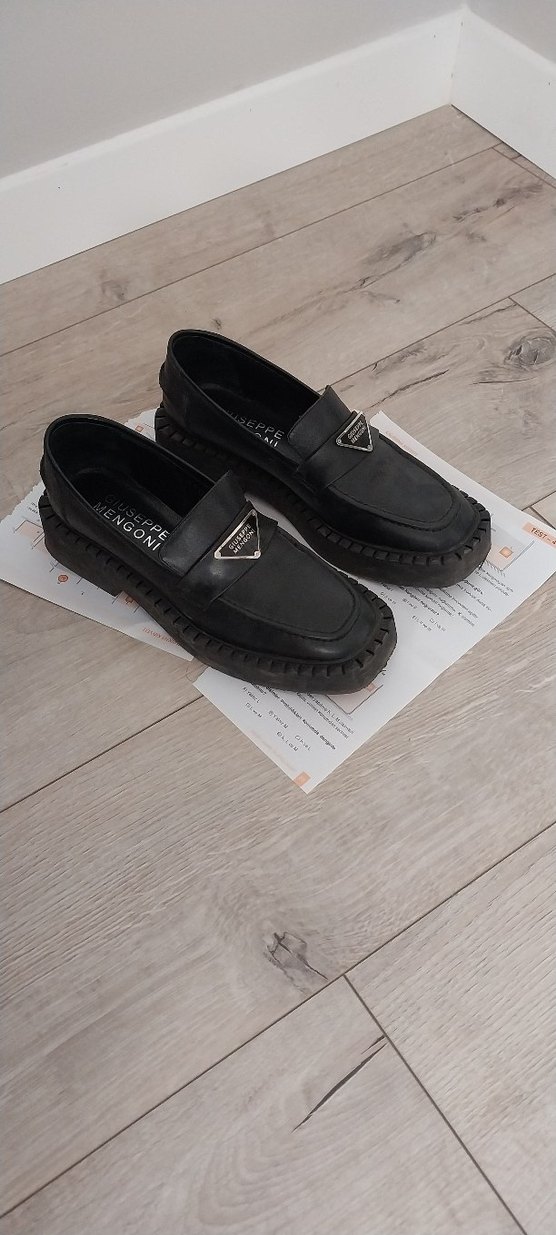 Giuseppe Mengoni Siyah Tokalı Platform Kadın Loafer - Görsel 4