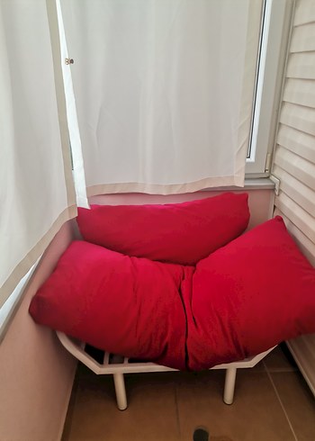 Kırmızı Düz Yastıklı emzirme koltuğu puf koltuk berjer - Görsel 3